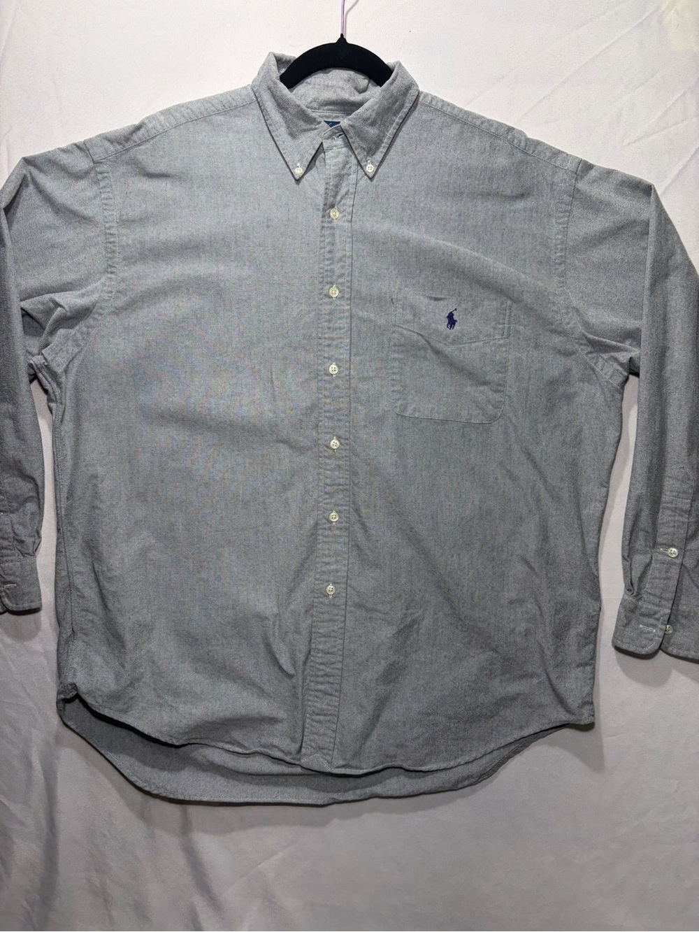 Ralph Lauren Light Gray Button-Down Oxford Shirt with Navy Pony